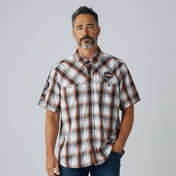 Harley-Davidson Other - Harley Davidson Short Sleeve Button down Harley Oil Shirt Men’s Size XL